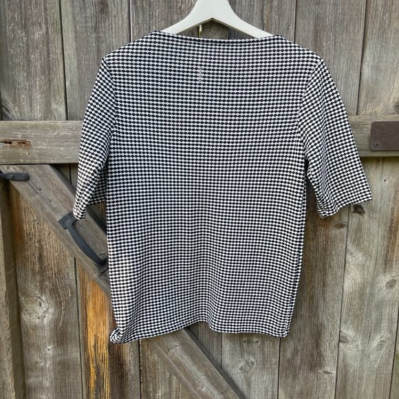 Black & White Checked Boat Neck top - Picture 4 of 7